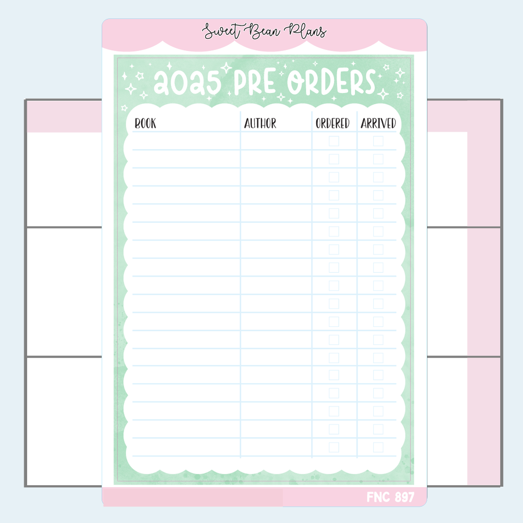 2025 Book Pre-Orders Color Vinyl Planner Stickers | Fnc 897