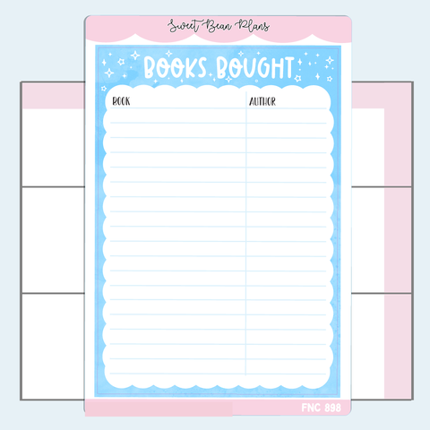 2025 Books Bought Color Vinyl Planner Stickers | Fnc 898