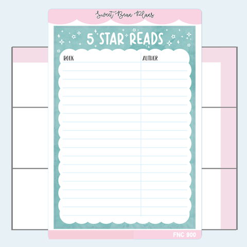 2025 5 Star Reads Color Vinyl Planner Stickers | Fnc 900