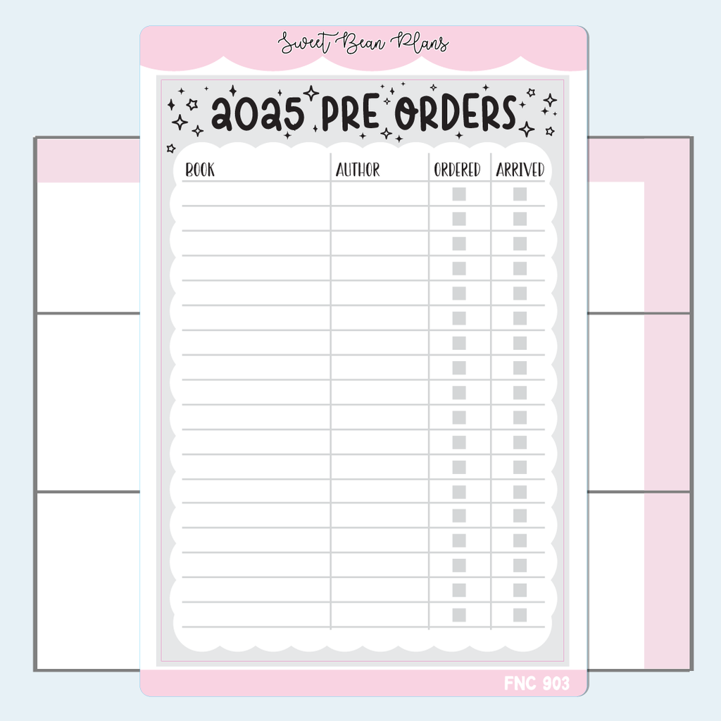 2025 Book Pre-Orders Neutral Vinyl Planner Stickers | Fnc 903