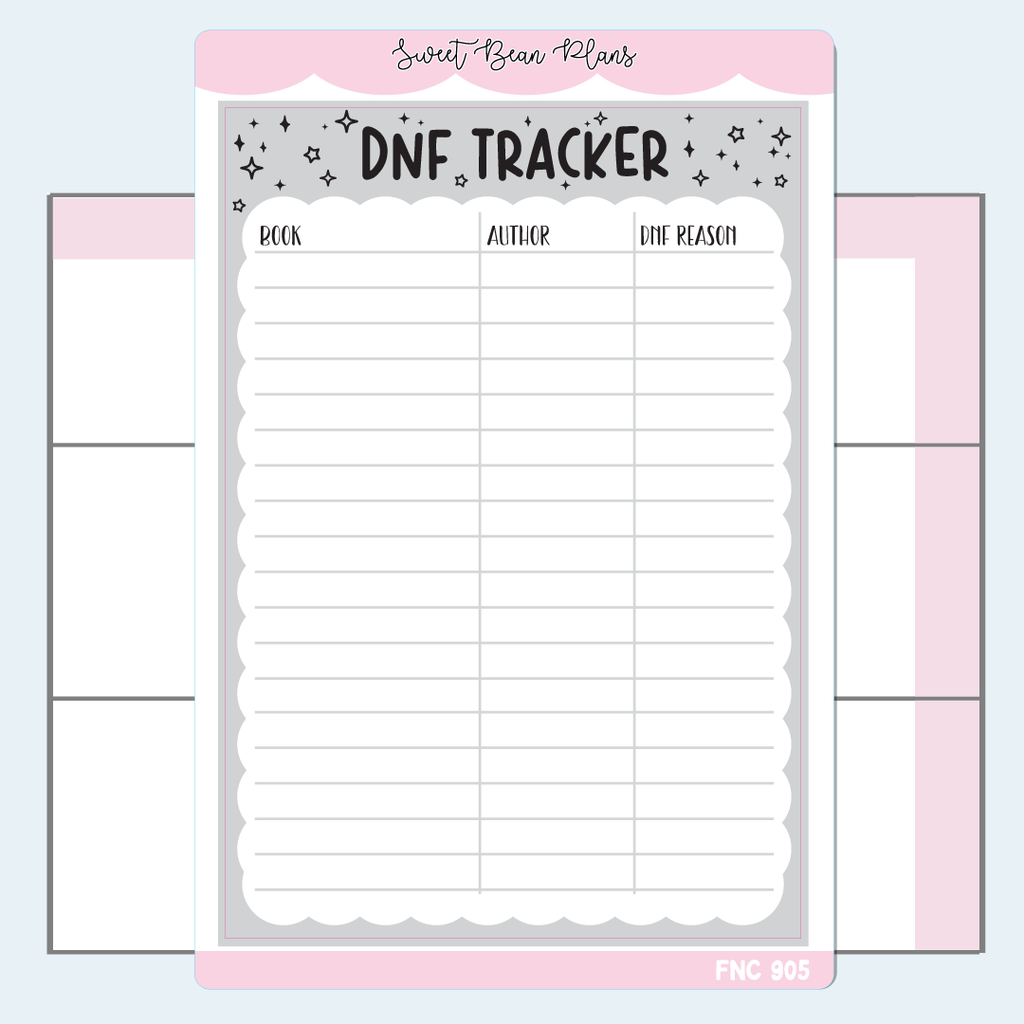 2025 DNF Tracker Neutral Vinyl Planner Stickers | Fnc 905