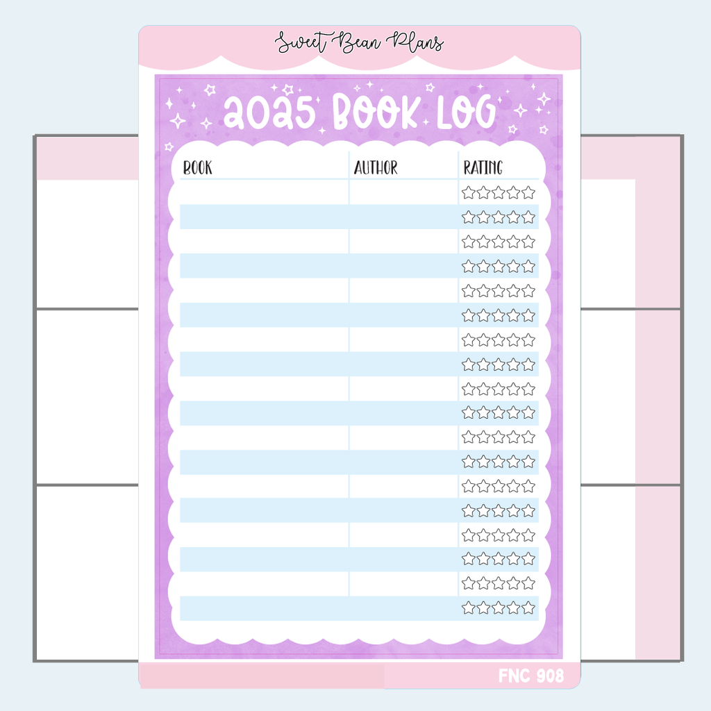 2025 Book Log Color Vinyl Planner Stickers | Fnc 908