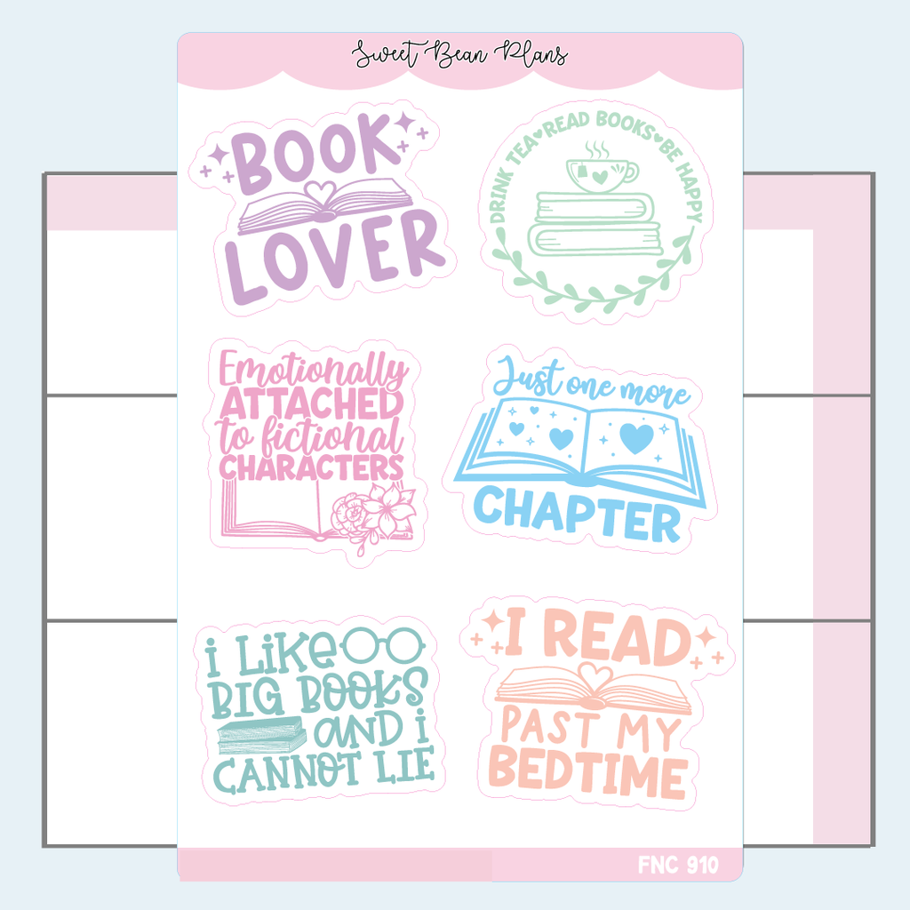 2025 Reading Quotes Color Vinyl Planner Stickers | Fnc 910