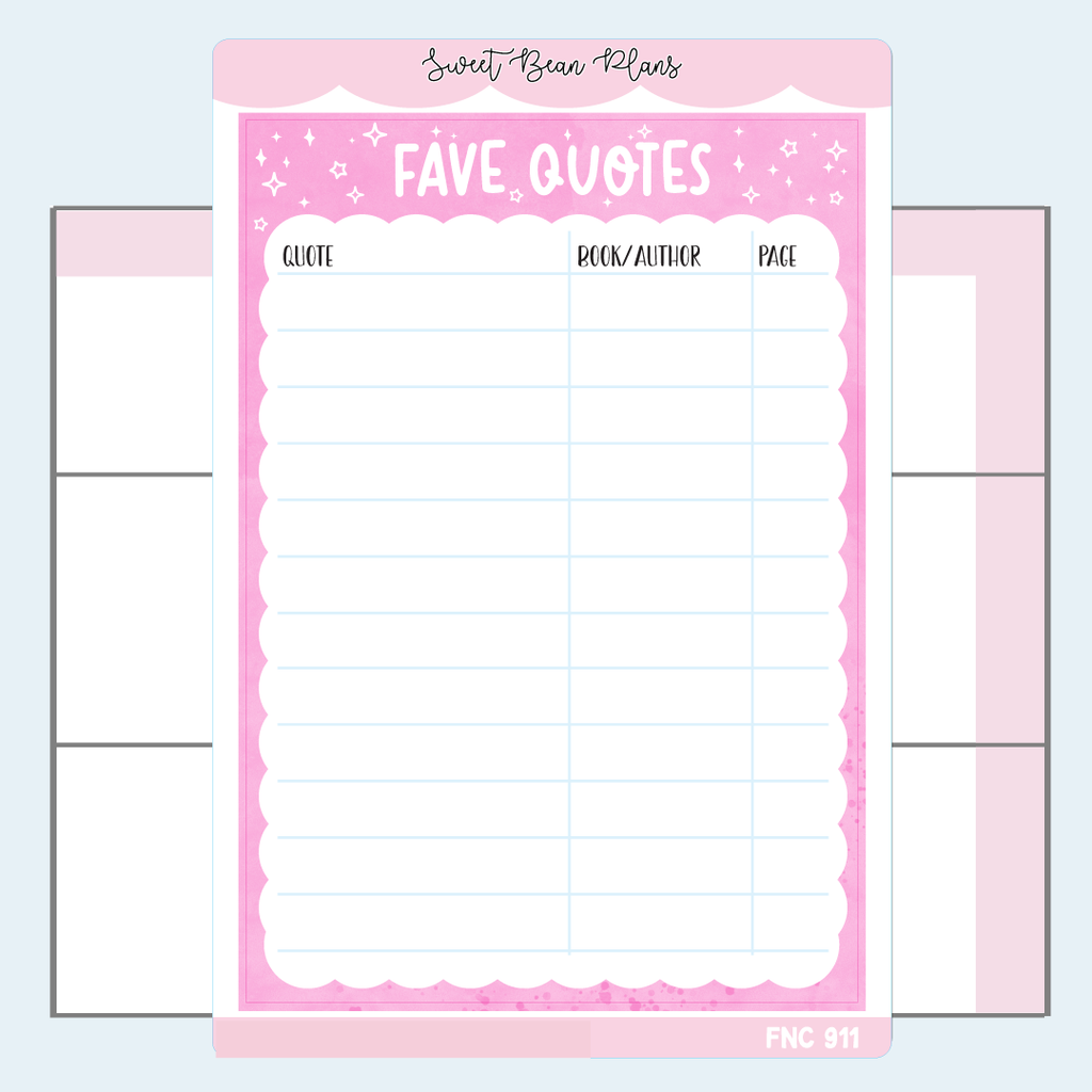 2025 Fave Quotes Color Vinyl Planner Stickers | Fnc 911