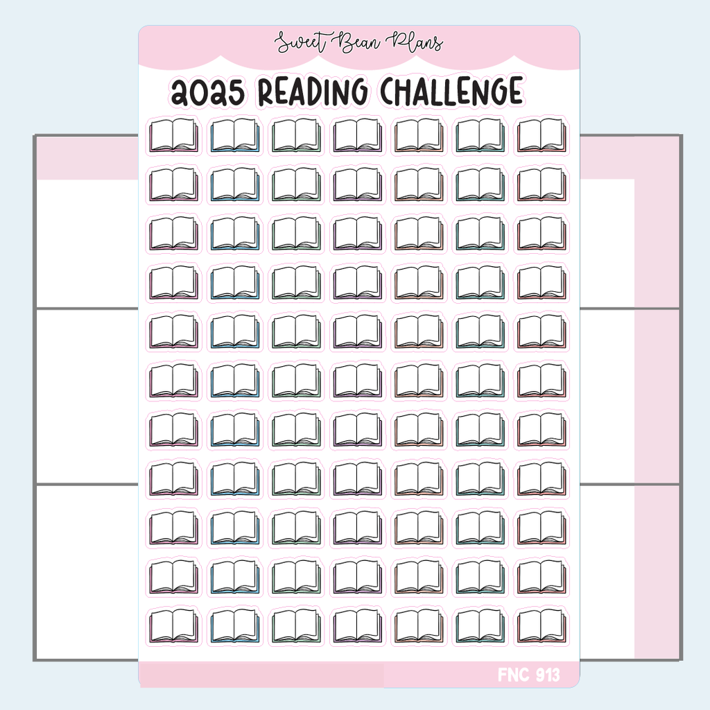 2025 Reading Challenge Color Vinyl Planner Stickers | Fnc 913