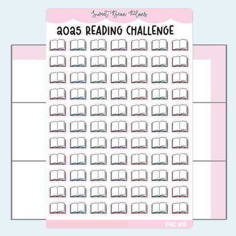 2025 Reading Challenge Color Vinyl Planner Stickers | Fnc 913