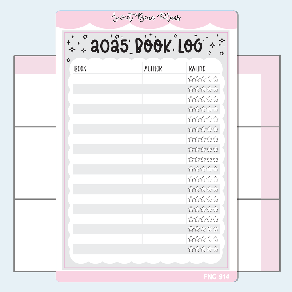 2025 Book Log Neutral Vinyl Planner Stickers | Fnc 914