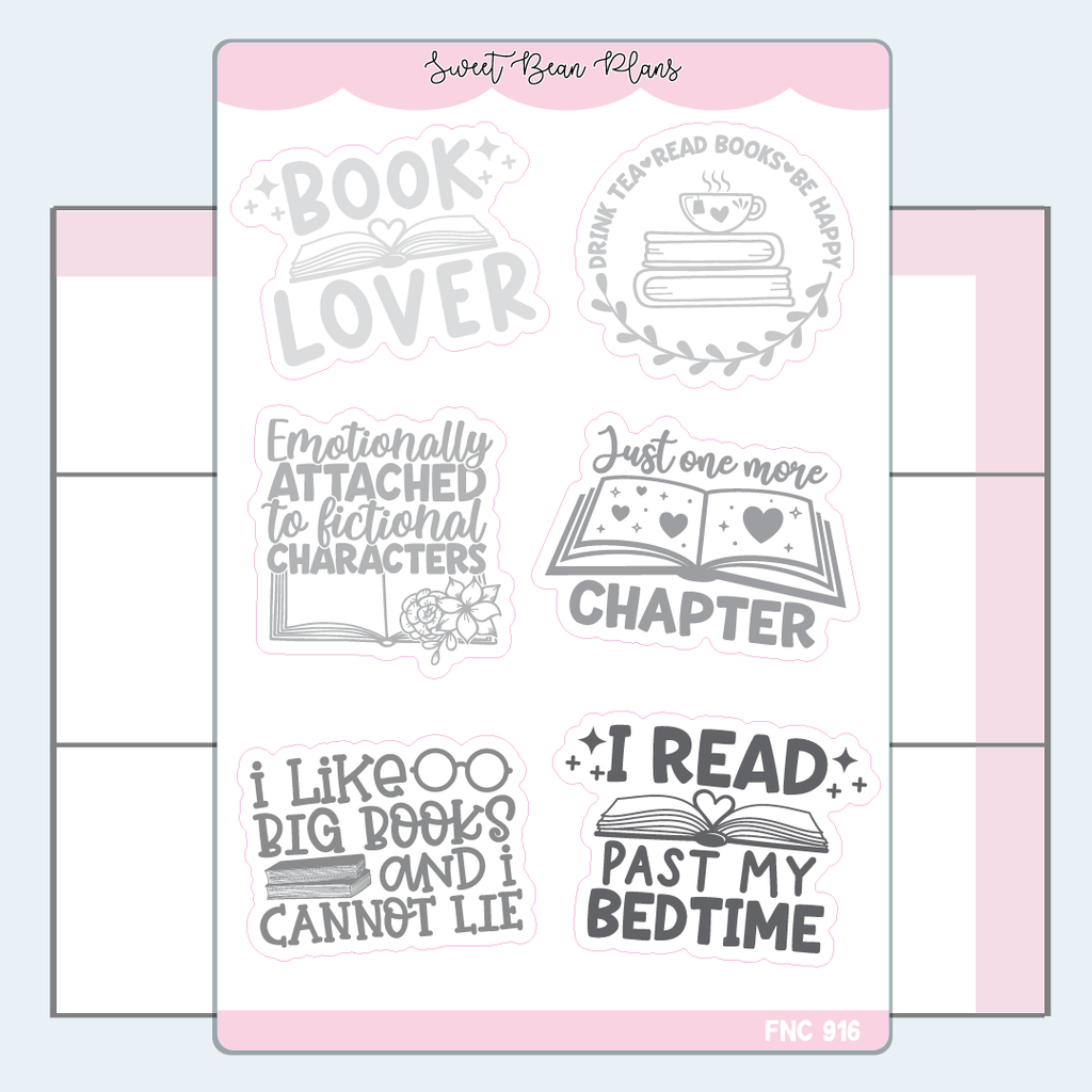 2025 Reading Quotes Neutral Vinyl Planner Stickers | Fnc 916