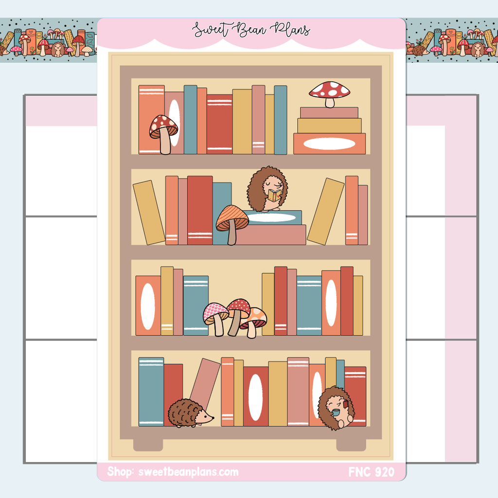 Hedgie Bookshelf Large Vinyl Planner Sticker | Fnc 920