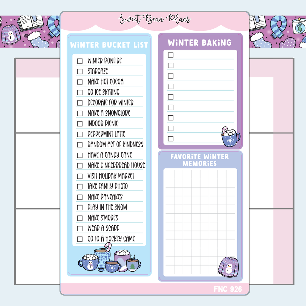 Winter Bucket List Large Vinyl Planner Sticker | Fnc 926