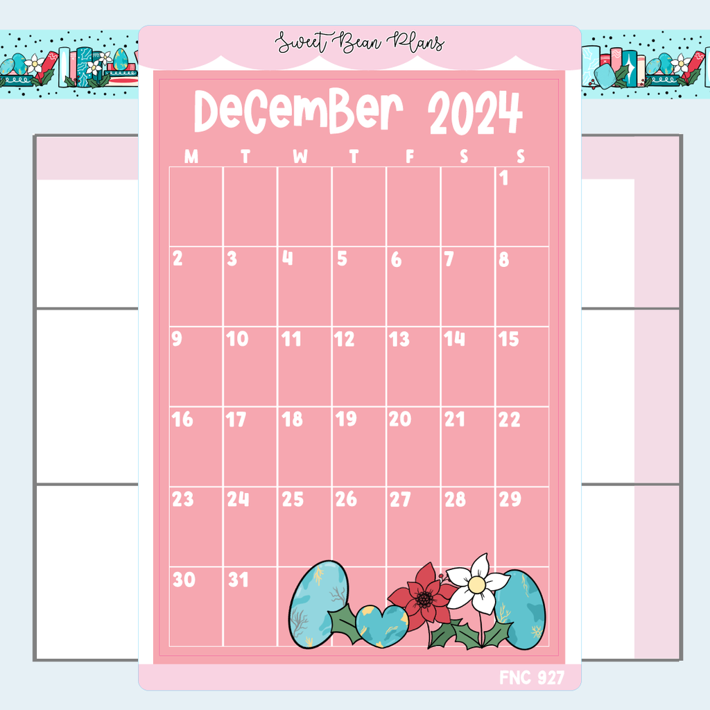 December 2024 Calendar Large Vinyl Planner Stickers | Fnc 927