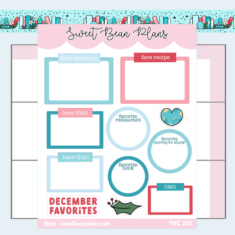 December Faves Vinyl Planner Stickers | Fnc 930