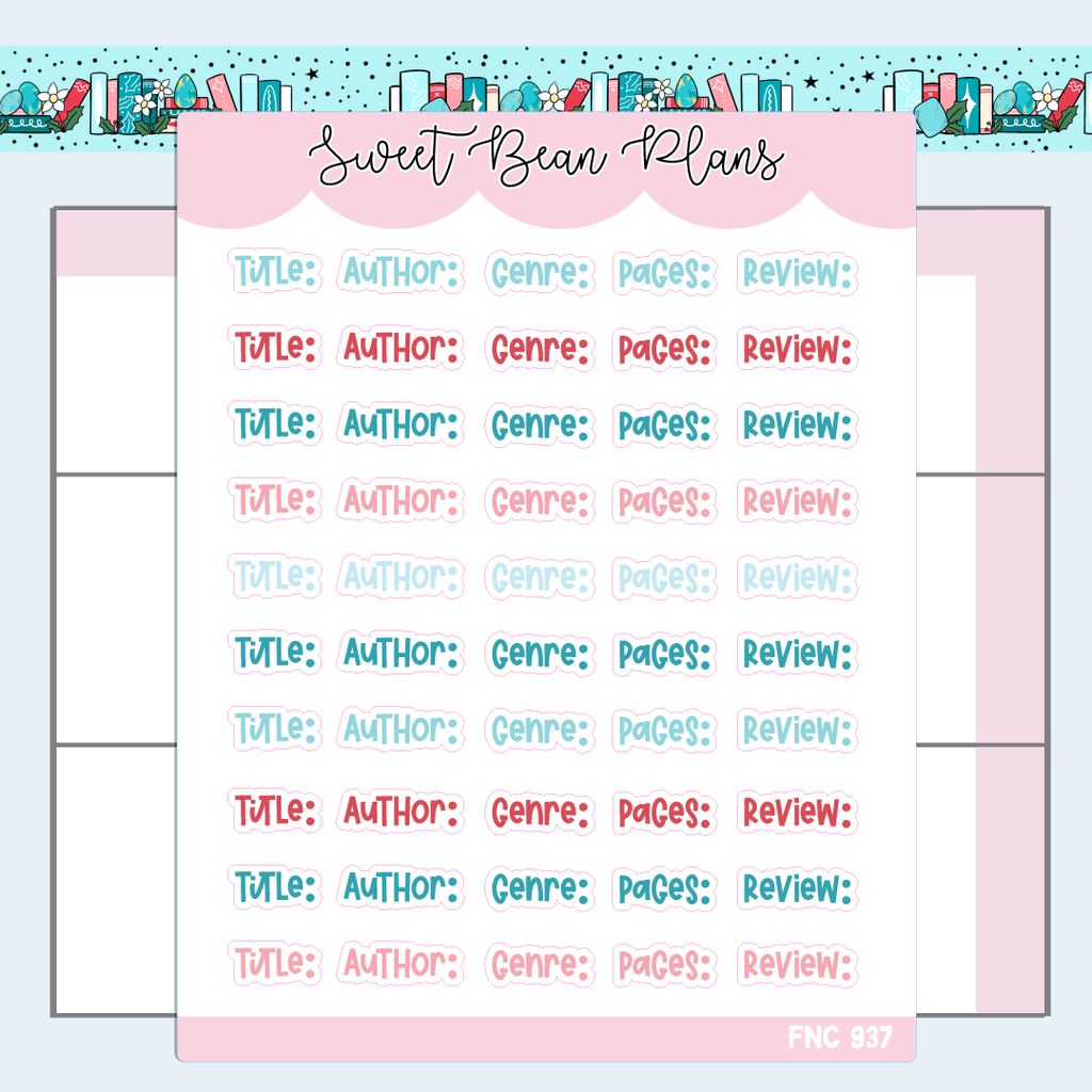 December Reading Words (2024) Vinyl Planner Stickers | Fnc 937