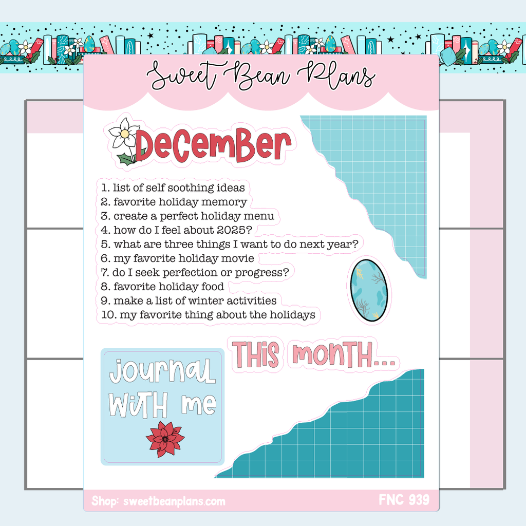 December Journaling Prompts Vinyl Planner Stickers | Fnc 939