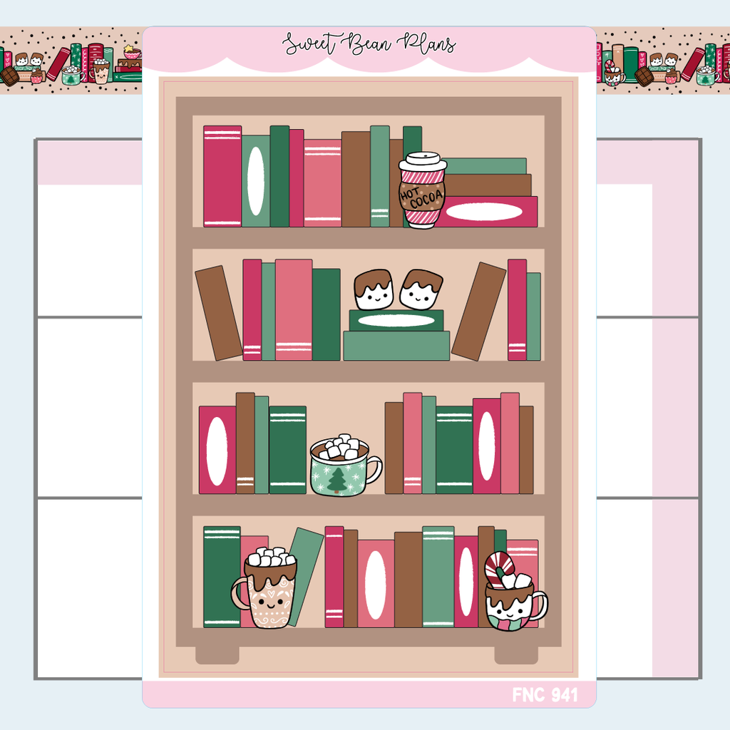 Hot Cocoa Bookshelf Large Vinyl Planner Sticker | Fnc 941