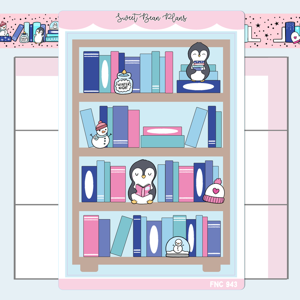 Penguin Bookshelf Large Vinyl Planner Sticker | Fnc 943