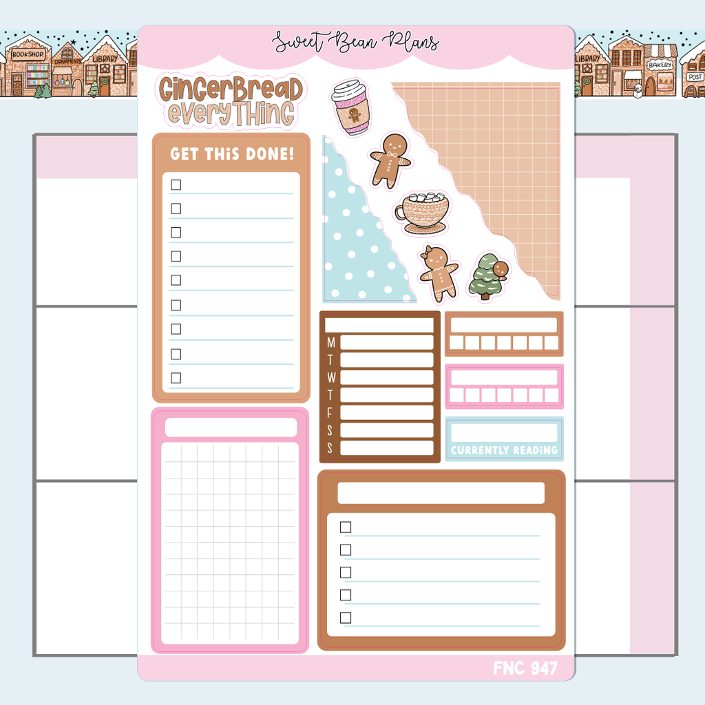 Gingerbread Journaling Page Vinyl Planner Stickers | Fnc 947