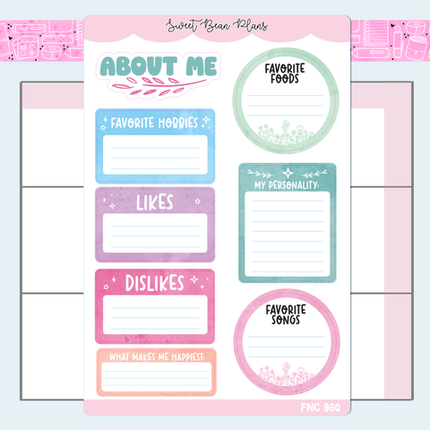 About Me 2025 Vinyl Planner Stickers | Fnc 960