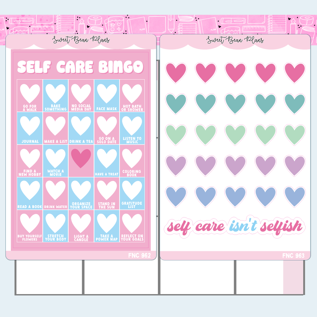 Self Care Bingo Vinyl Planner Stickers | Fnc 962-963