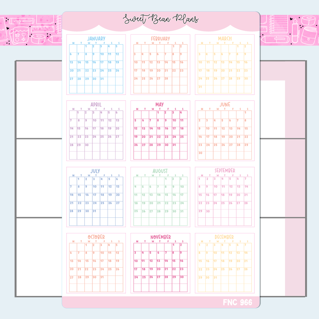 2025 Calendars Vinyl Planner Stickers | Fnc 966