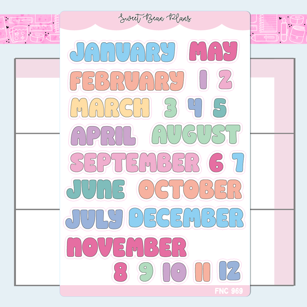 2025 Months Vinyl Planner Stickers | Fnc 969