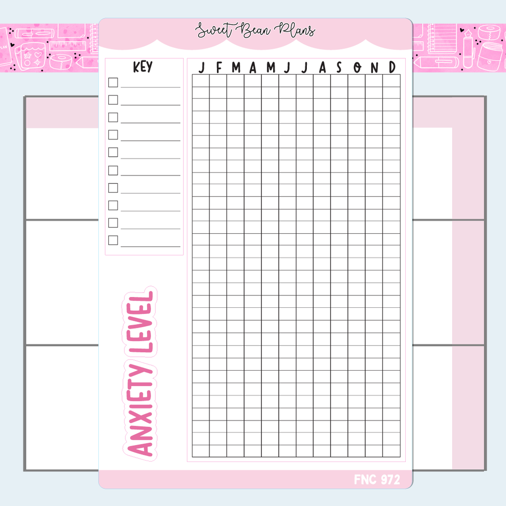 Anxiety Tracker Pixels Vinyl Planner Stickers | Fnc 972