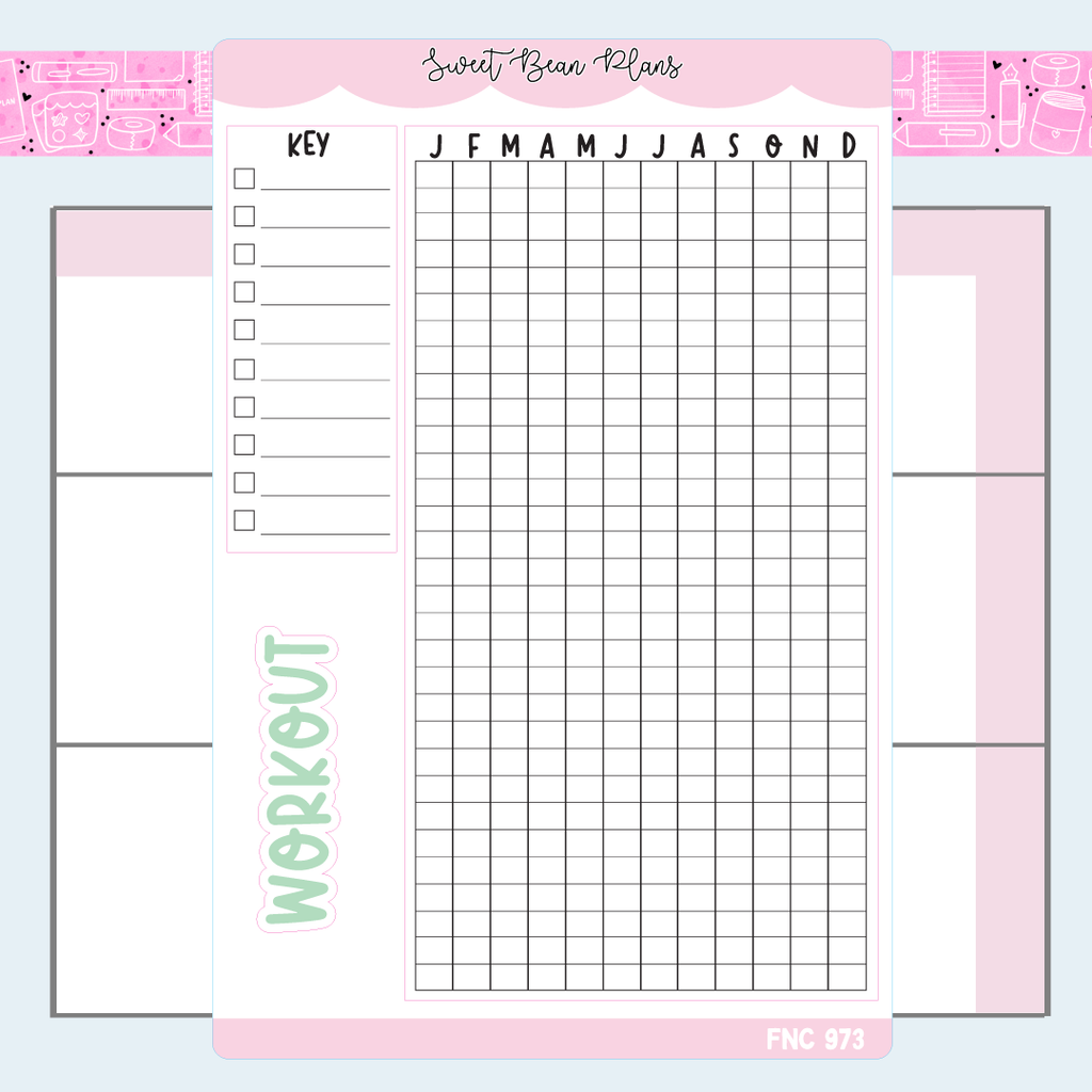 Workout Tracker Pixels Vinyl Planner Stickers | Fnc 973