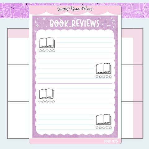 Purple Book Review Vinyl Planner Stickers | Fnc 975