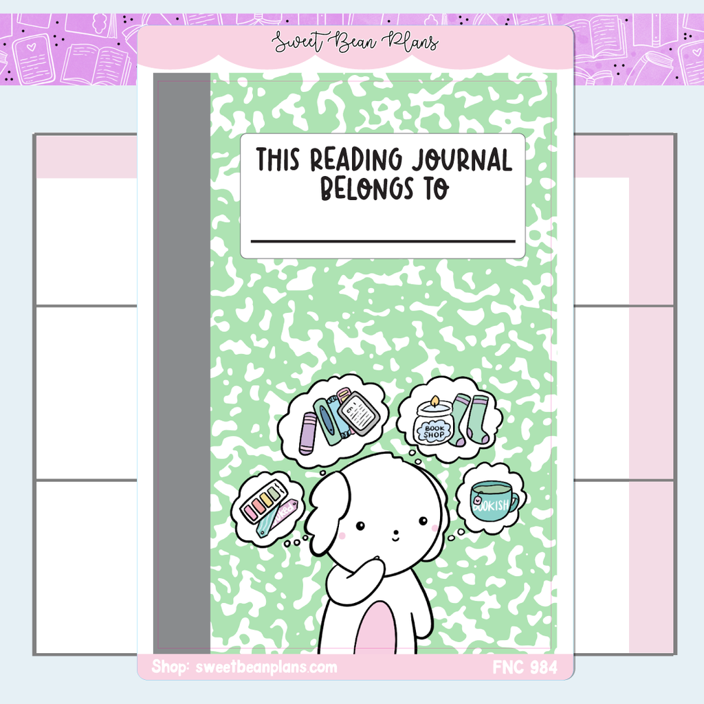 Green Reading Journal Cover Vinyl Planner Stickers | Fnc 984