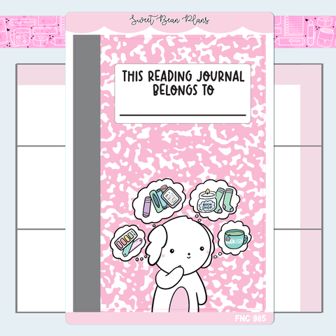 Pink Reading Journal Cover Vinyl Planner Stickers | Fnc 985