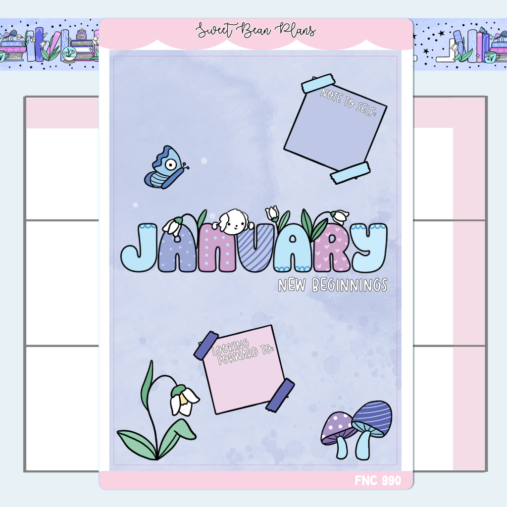 January Cover Page Vinyl Planner Stickers | Fnc 990