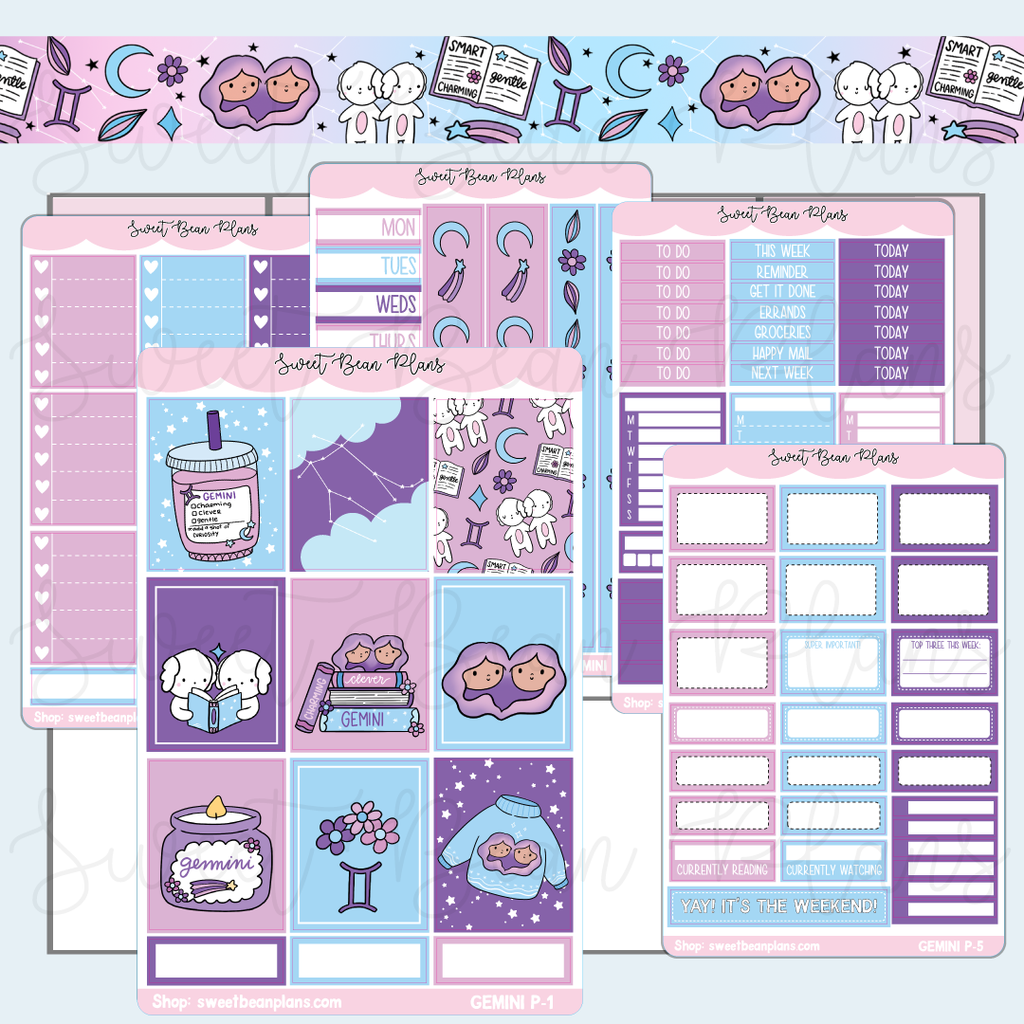 Gemini Weekly Kit Vinyl Planner Stickers