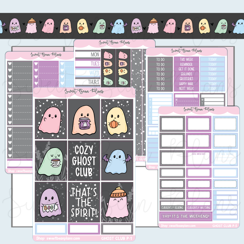 Ghost Club Weekly Kit Vinyl Planner Stickers