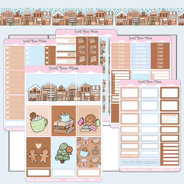 Gingerbread Town Weekly Kit Vinyl Planner Stickers