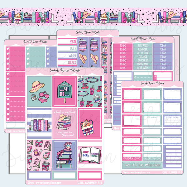 Girl Summer Weekly Kit Vinyl Planner Stickers