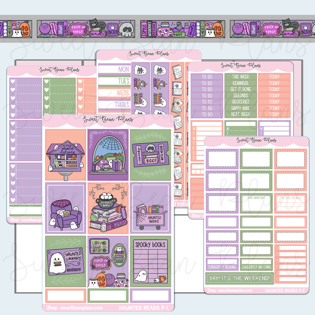 Haunted Reads Weekly Kit Vinyl Planner Stickers
