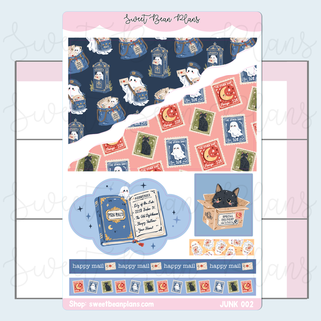 Pen Pal Ghost Deco Vinyl Junk Journal Stickers | Junk002