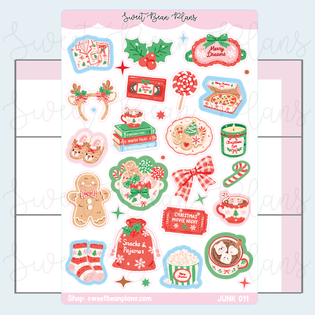 Christmas Movies Doodles Vinyl Junk Journal Stickers | Junk011
