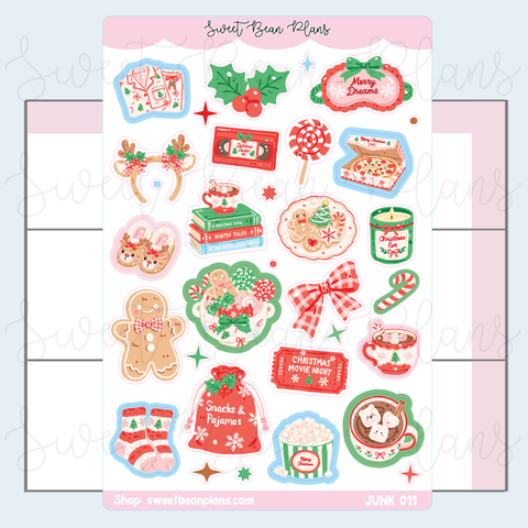 Christmas Movies Doodles Vinyl Junk Journal Stickers | Junk011