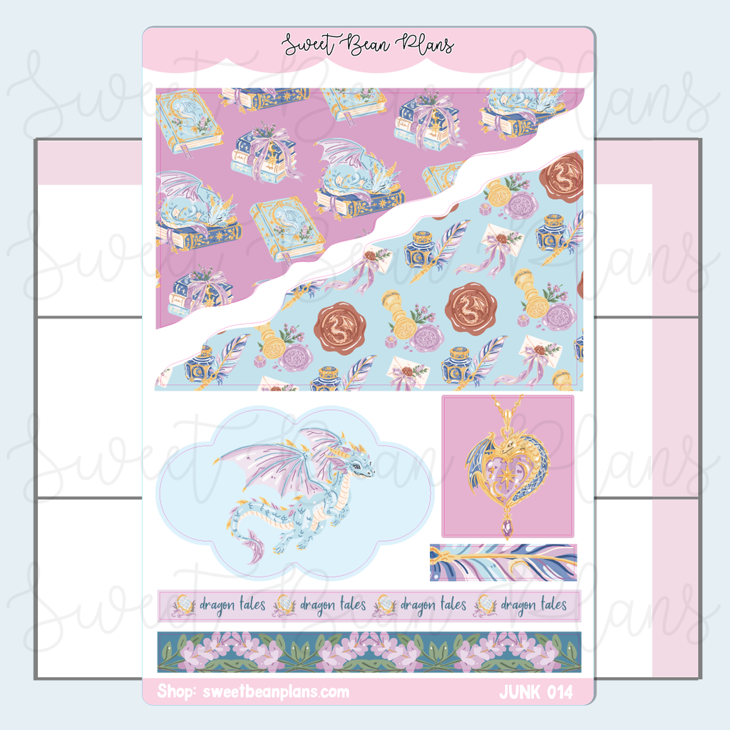 Frosty Dragons Deco Vinyl Junk Journal Stickers | Junk014