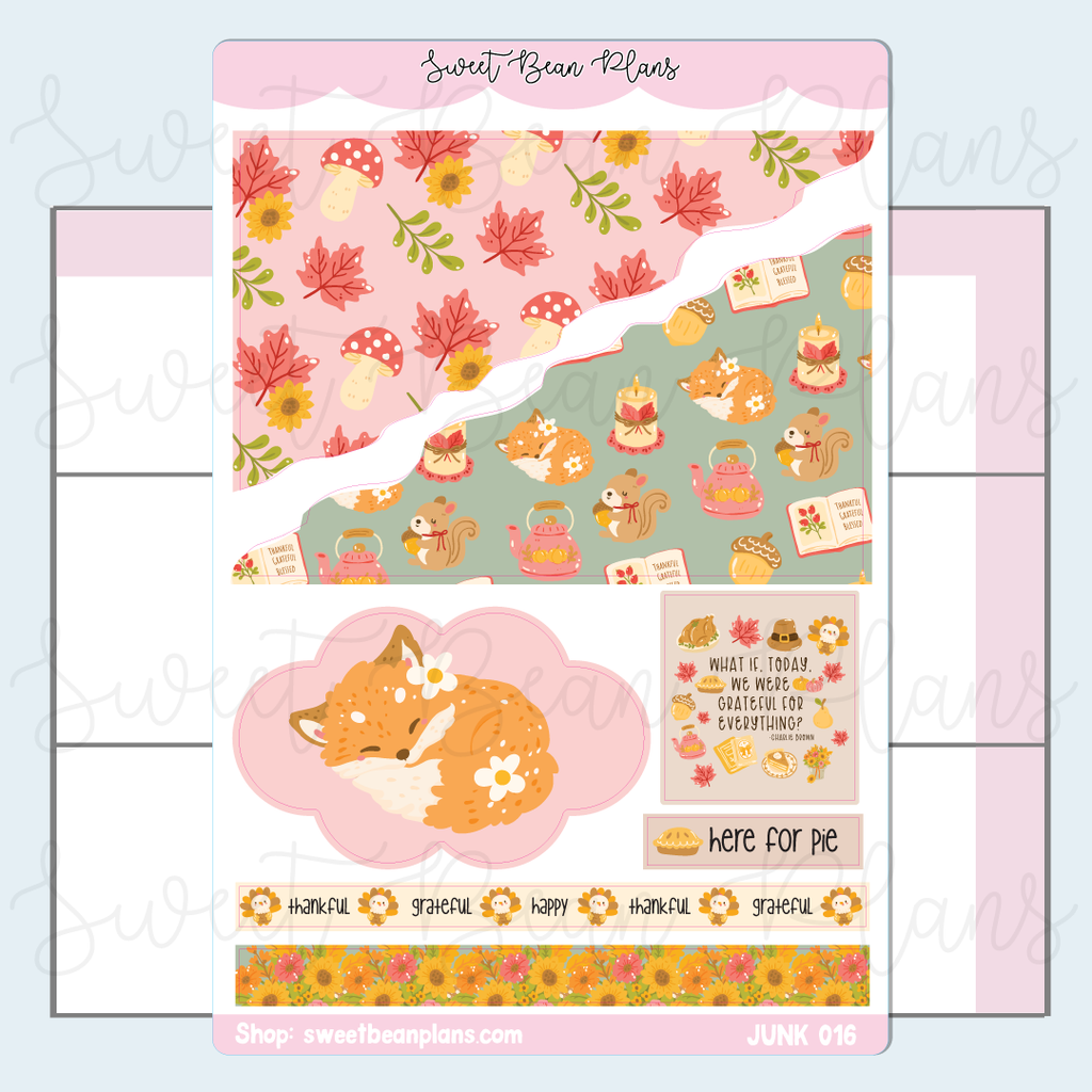 Thanksgiving Deco Vinyl Junk Journal Stickers | Junk016
