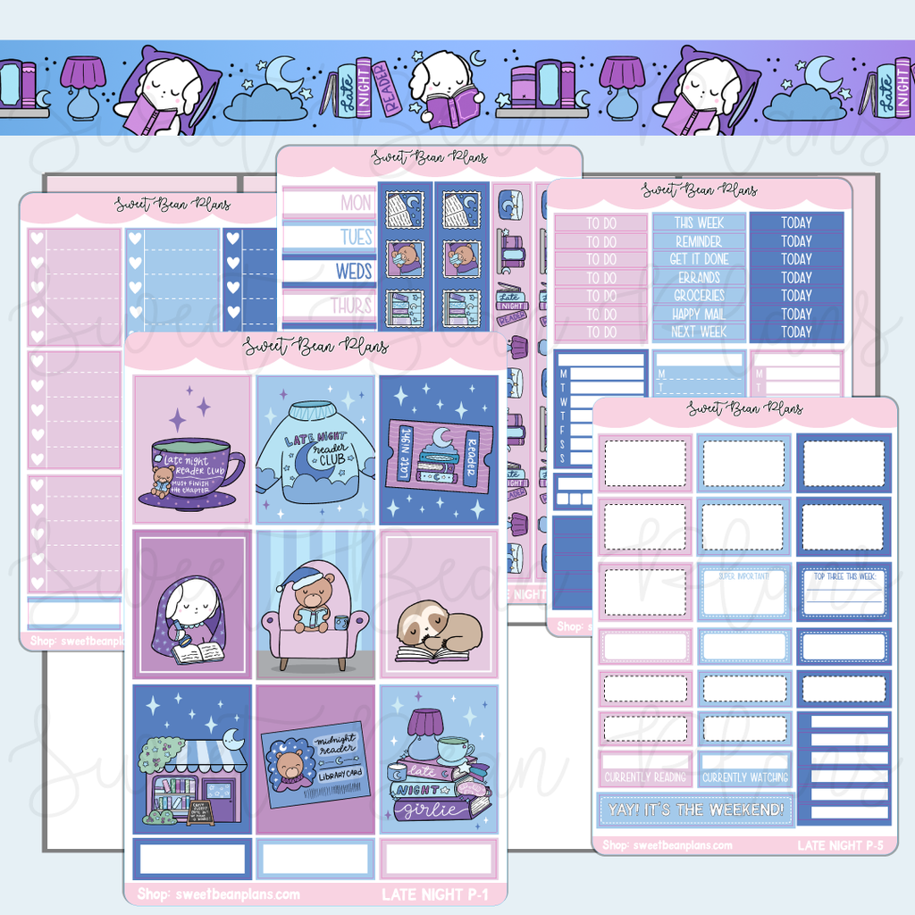 Late Night Reader Weekly Kit Vinyl Planner Stickers