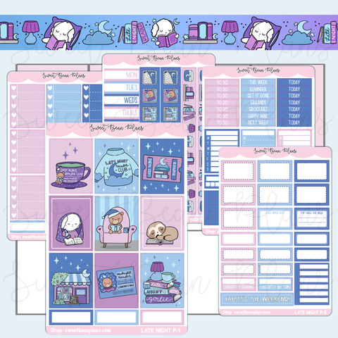 Late Night Reader Weekly Kit Vinyl Planner Stickers