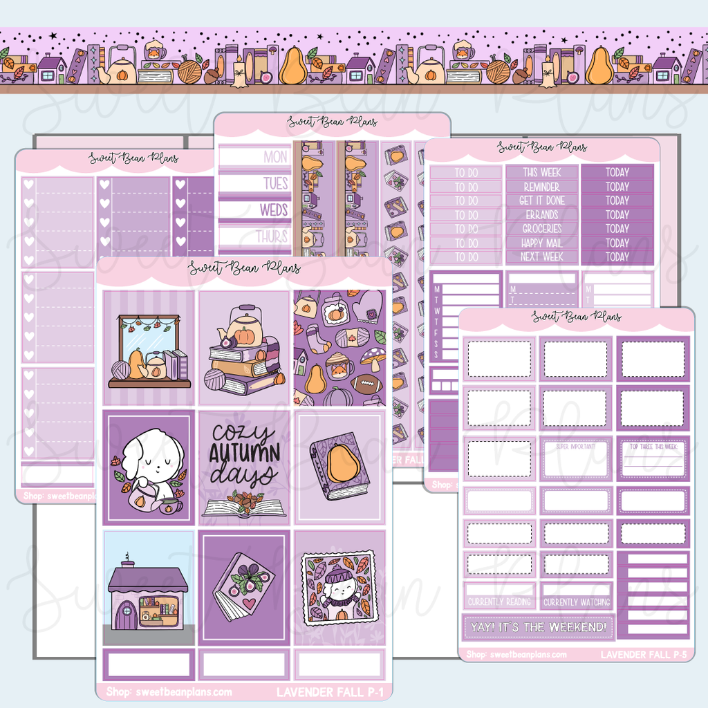 Lavender Fall Weekly Kit Vinyl Planner Stickers