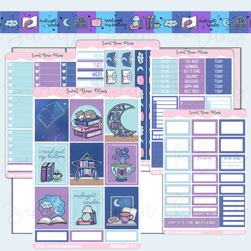 Midnight Reader Weekly Kit Vinyl Planner Stickers