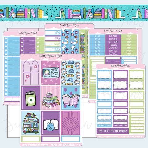 Monsters Bookshelf Weekly Kit Vinyl Planner Stickers