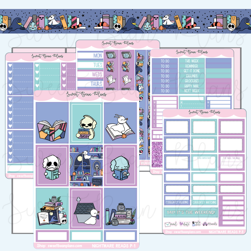 Nightmare Reads Weekly Kit Vinyl Planner Stickers