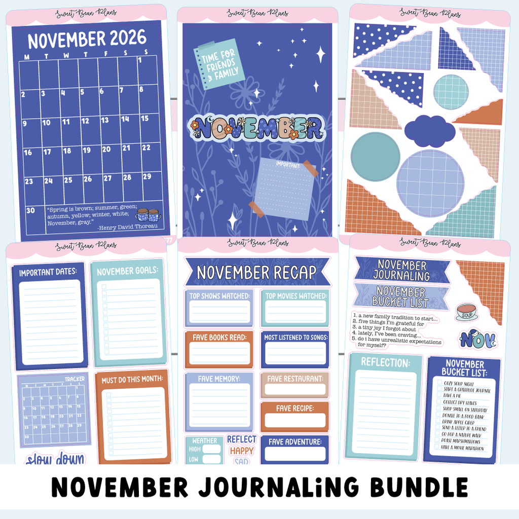 November 2026 JOURNALING Bundle (6 Pages)