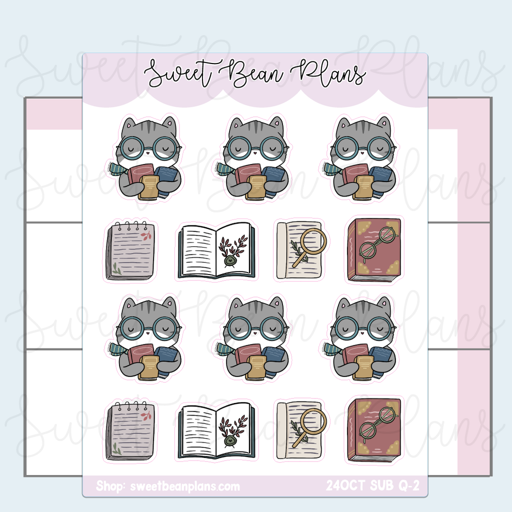 Dark Academia Cat Planner Stickers | OCT VAULT24 Q-2