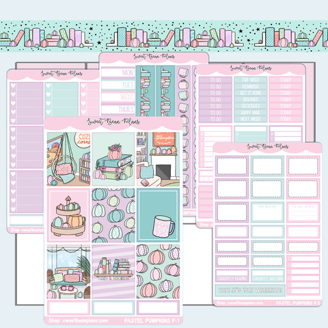 Pastel Pumpkin Reads Weekly Kit Vinyl Planner Stickers